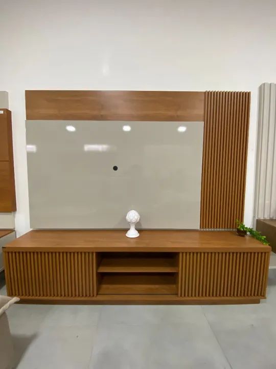 Elegant Rack with Slatted Panel in MDP and MDF and 40 mm Top