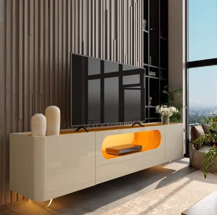 Rack com led e pé de vidro 