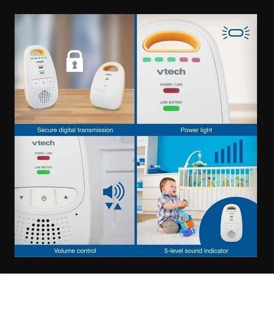 Babá eletrônica Vtech Audio Baby monitor branco-DM111 - Foto 2