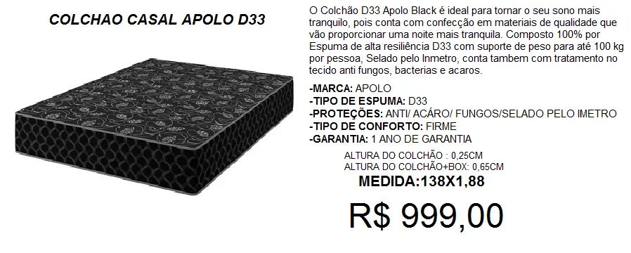 Colchão de casal espuma 