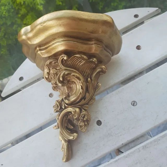 Oratório Peanha dourada envelhecida suporte para imagem ou santo antigo - Foto 4
