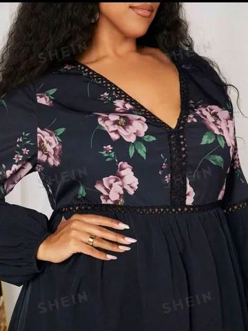 Vestido plus size preto com flores - Roupas - Vila Continental, São Paulo  1290355560