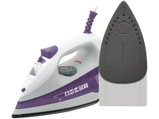 Ferro de Passar Roupa a Vapor e a Seco Black + Decker Essential Steam FX1000 Branco e Roxo
