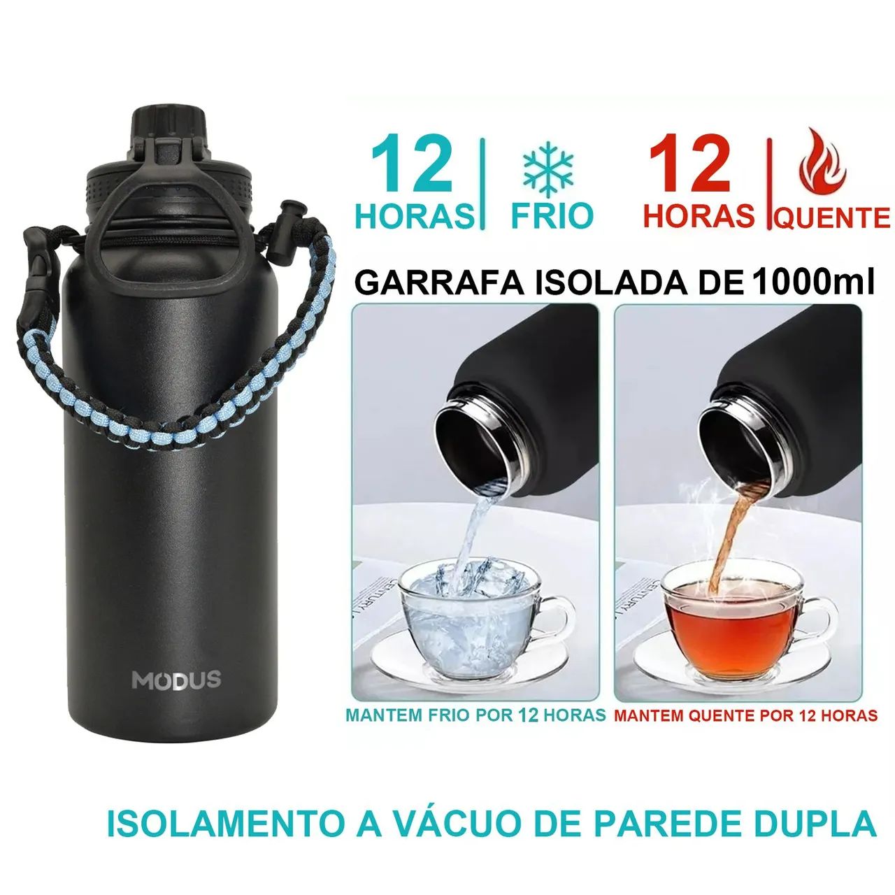 Garrafa Térmica a Vácuo MODUS 1000ml Roxa - Foto 5