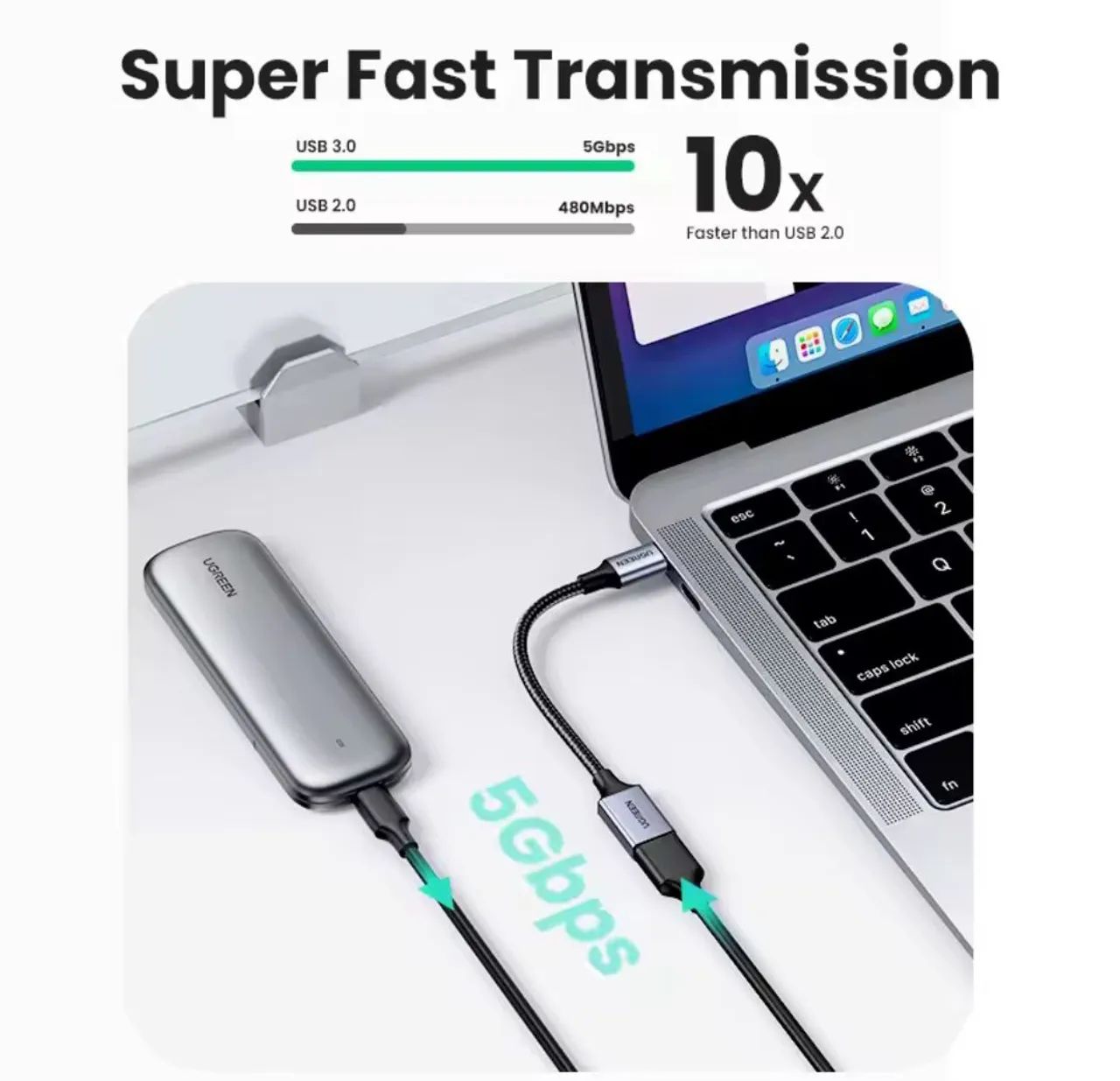 Cabo Adaptador OTG USB-A para USB-C UGREEN 3.0 - Foto 5