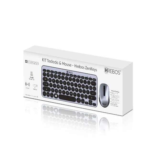 Kit Teclado e Mouse Sem Fio USB + Bluetooth ZenKeys HREBOS - Foto 4