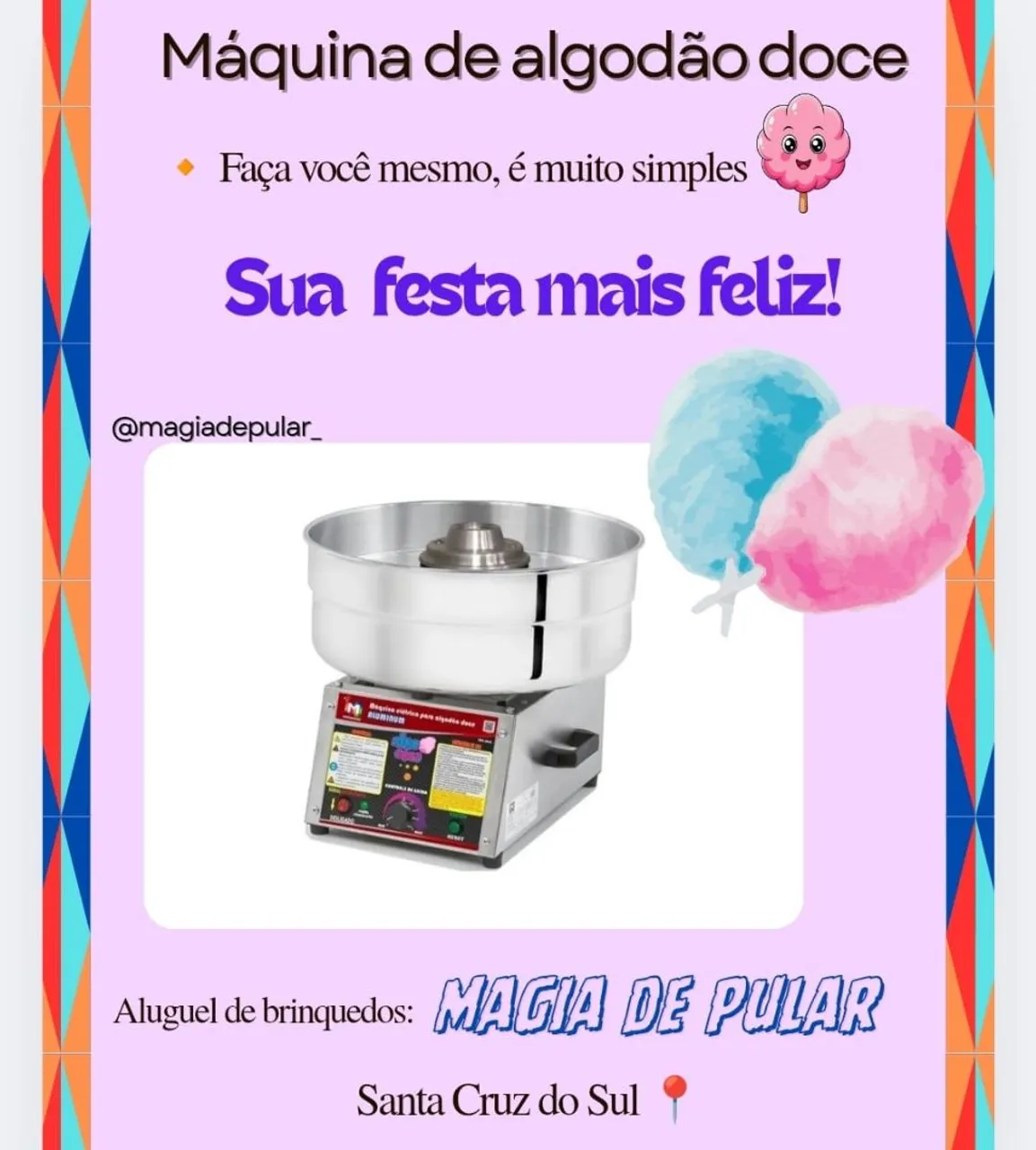 Aluguel de Máquina de Algodão Doce - Magia de Pular