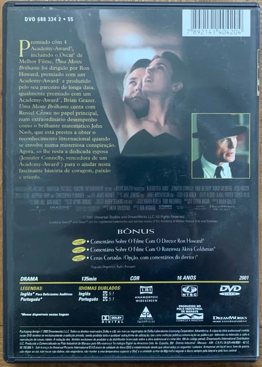 Uma Mente Brilhante - DVD - 4 Prêmios Oscar - Foto 2