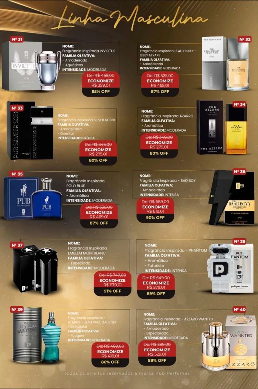 PUB Perfumes Masculinos Inspirados - Diversas Modelos  - Foto 2