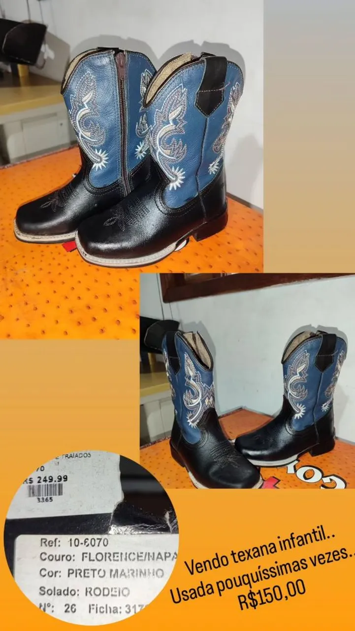 Bota Texana Infantil - Usada pouquíssimas vezes