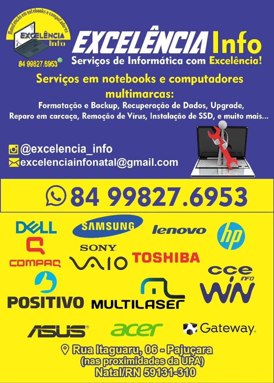 Serviço Técnico de Informática Manutenção em computadores e notebooks 