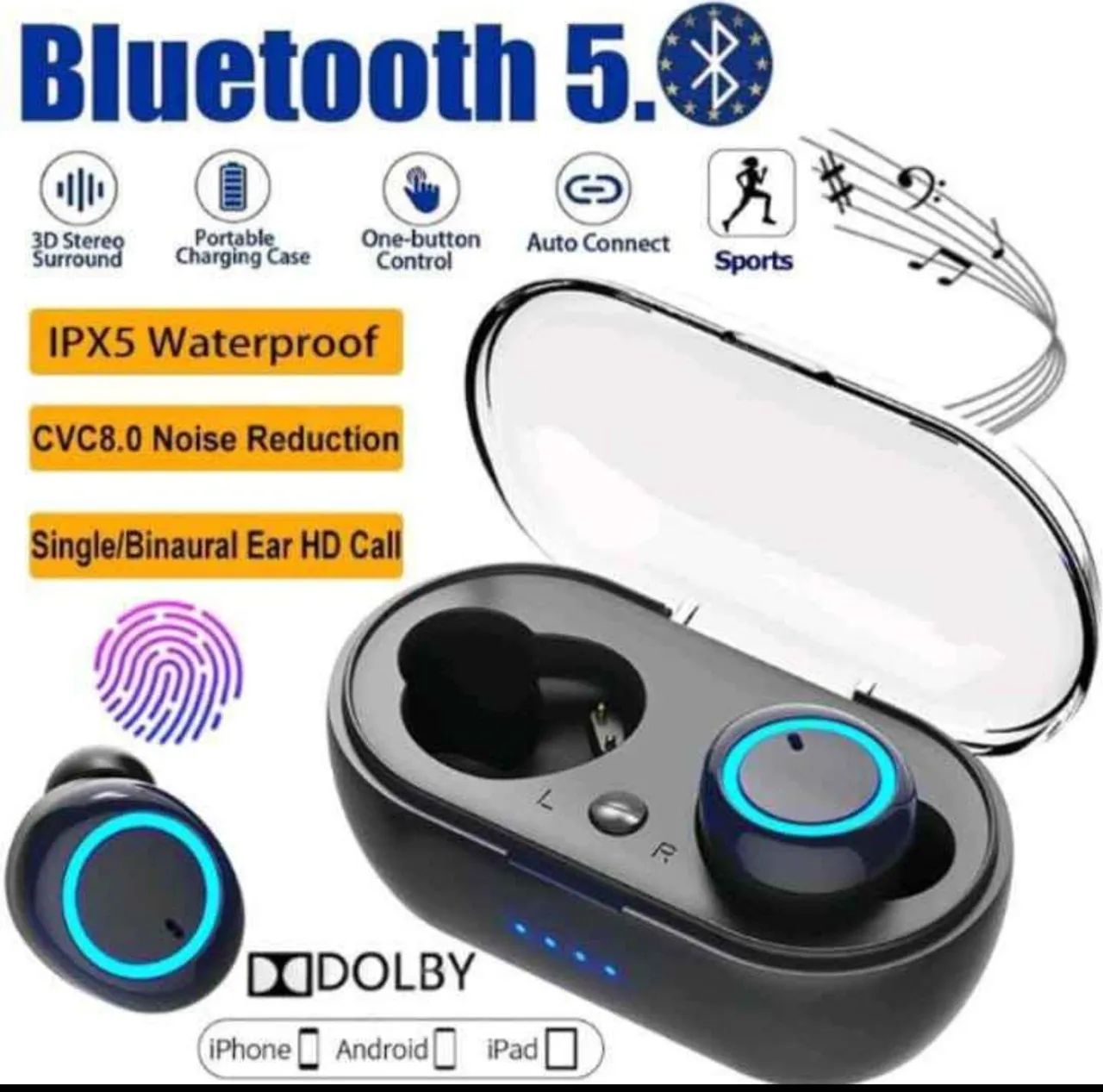 Fone de Ouvido Bluetooth 5.0 Y30 com Cancelamento de Ruído