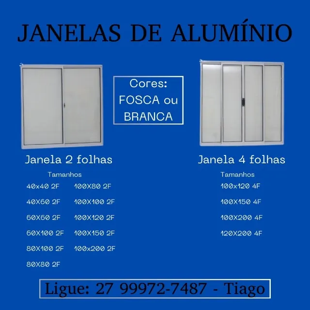 Janelas e Portas de alumínio Branca e Fosca