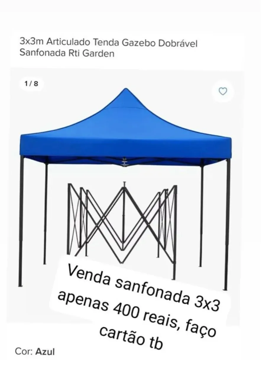 Tenda Gazebo Dobrável 3x3 Articulada Azul - R$400!