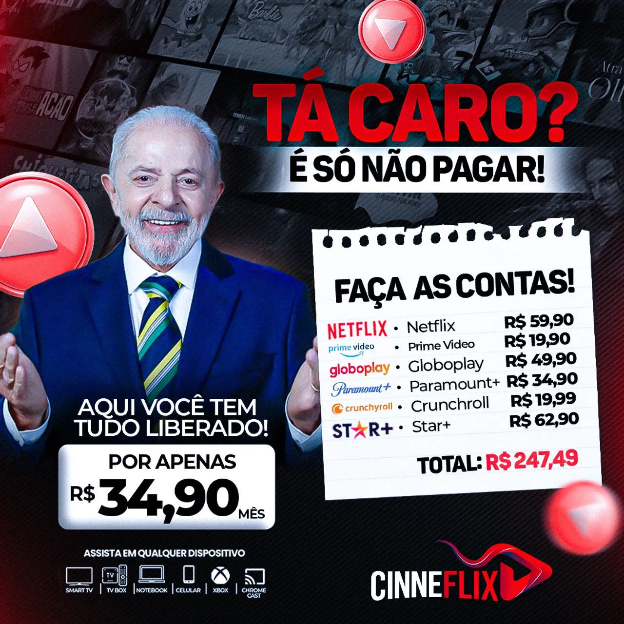 app com todos os canais e streamings