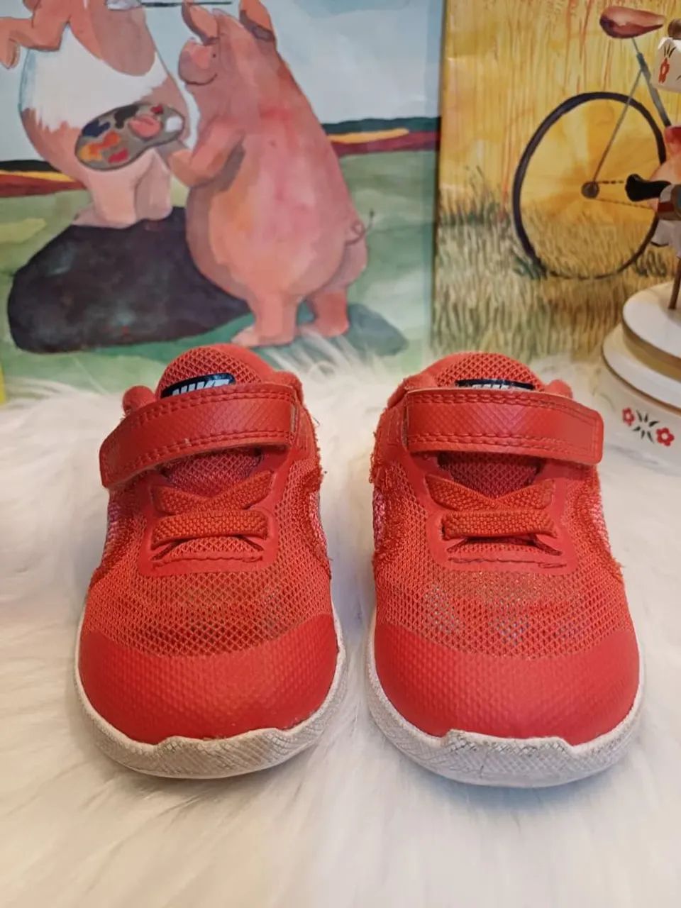 Tênis baby Nike revolution 3 semi-novo, laranja com detalhe em azul, tam.19,5. - Foto 2