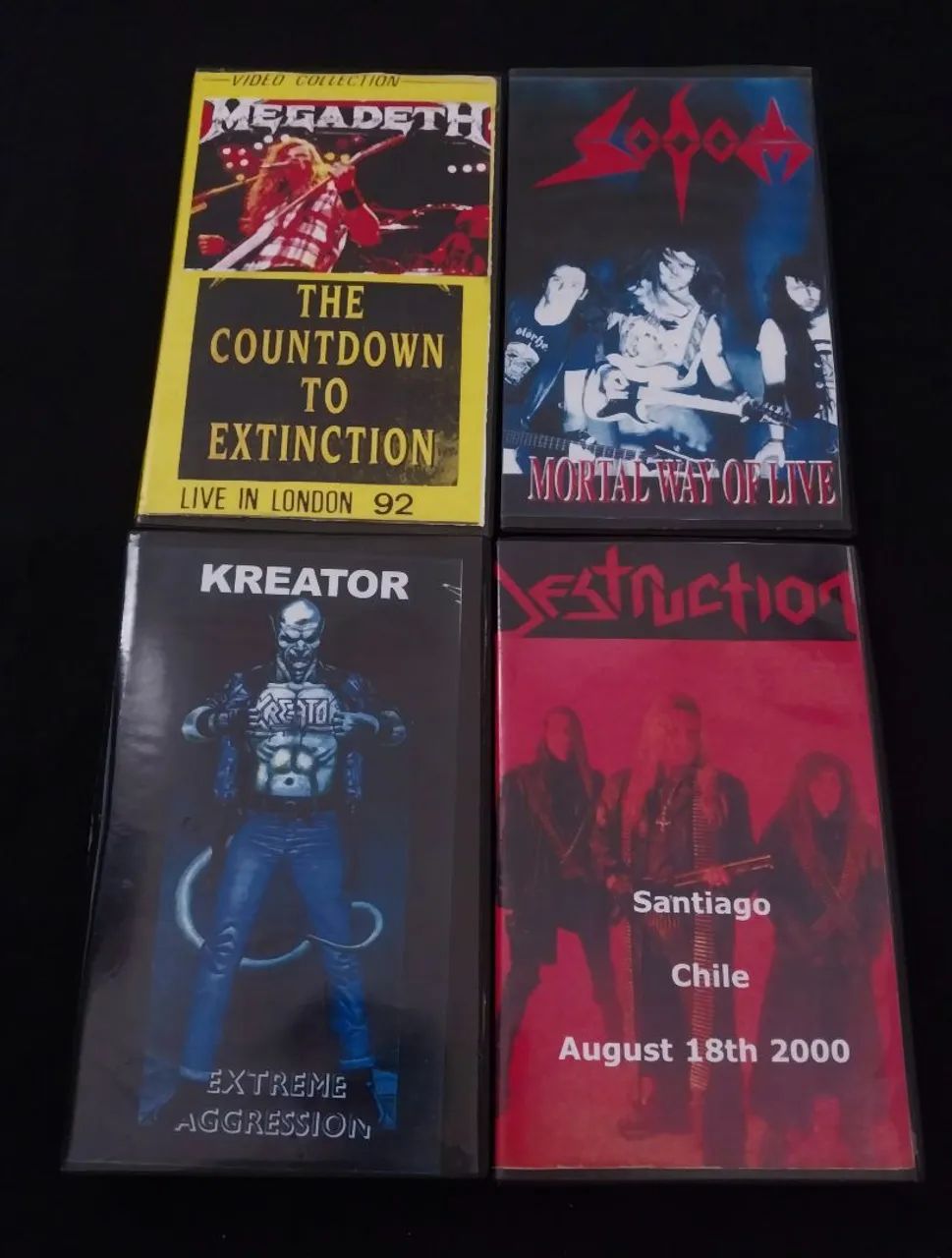 Coleção de VHS de Metal - Megadeth, Kreator, Sodom e Destruction