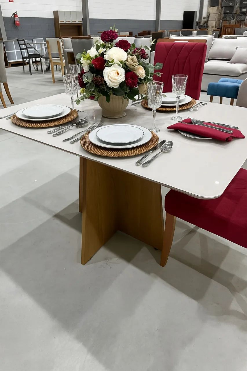 Mesa de Jantar com Tampo de Vidro Sem Cadeira NOVO