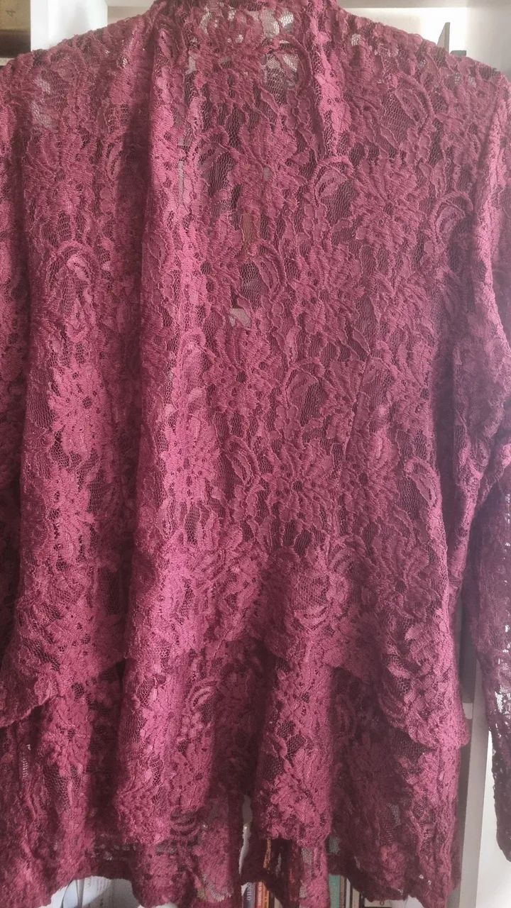 Blazer de renda vinho feminino - Foto 3