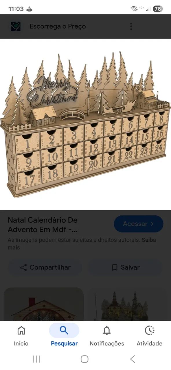 Calendário do advento mdf
