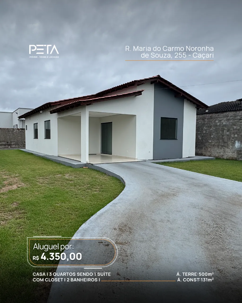 CASA COM 3 QUARTOS NO PARK CAÇARI