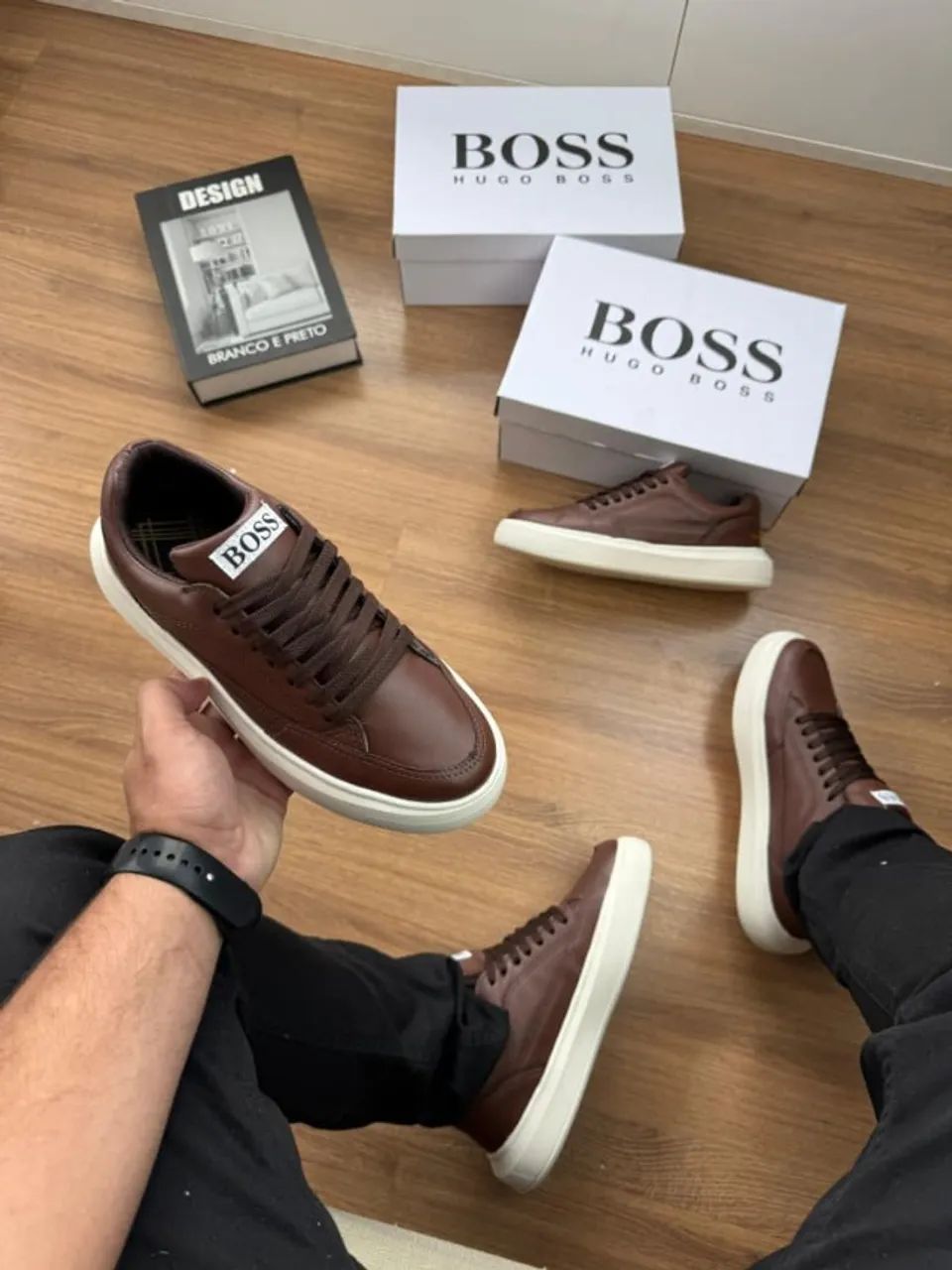 Sapatênis Hugo Boss Courino Marrom  - Foto 2