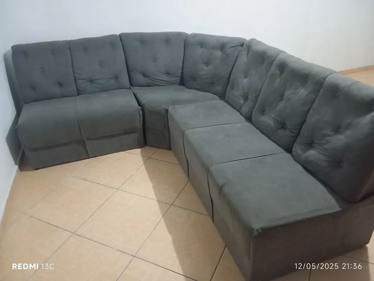 Sofá de Canto em Suede - Foto 2