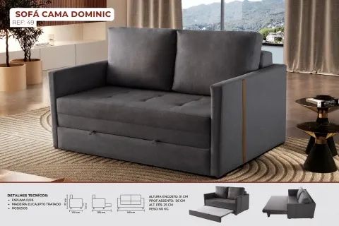 Sofá cama de 1.40m com tecido no linho  - Foto 3