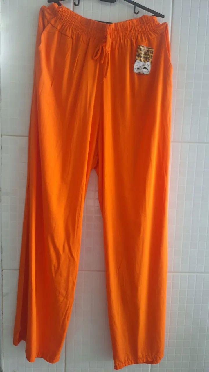 Calça pantalona laranja G 