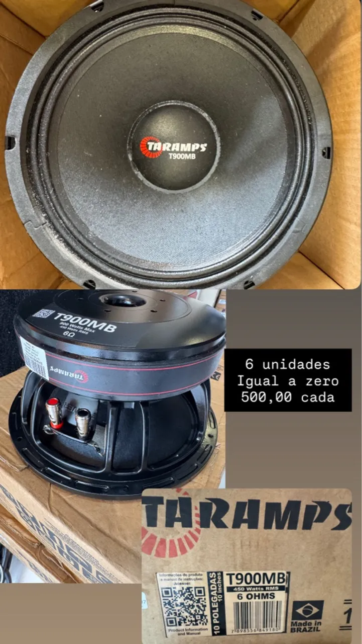 Alto Falante Taramps T900MB 10 Polegadas - 6 Unidades!