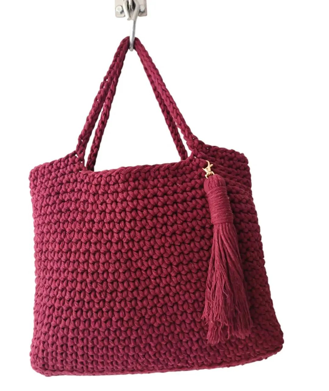 Bolsa de ombro em crochê barbante  - Foto 5