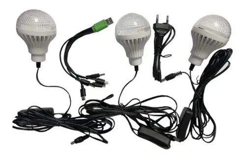 Placa Solar Com 3 Lâmpadas Led Lanterna Carrega Celular Som - Foto 4