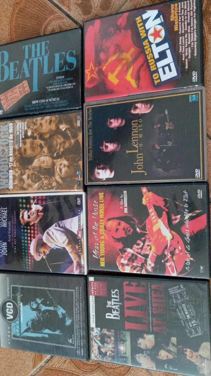 Coleção de DVDs de Música - Beatles, Elton..... Filmes John, Neil Young