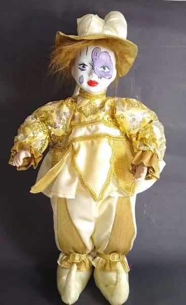 Boneco Pierrot Porcelana a Corda - Musical 
