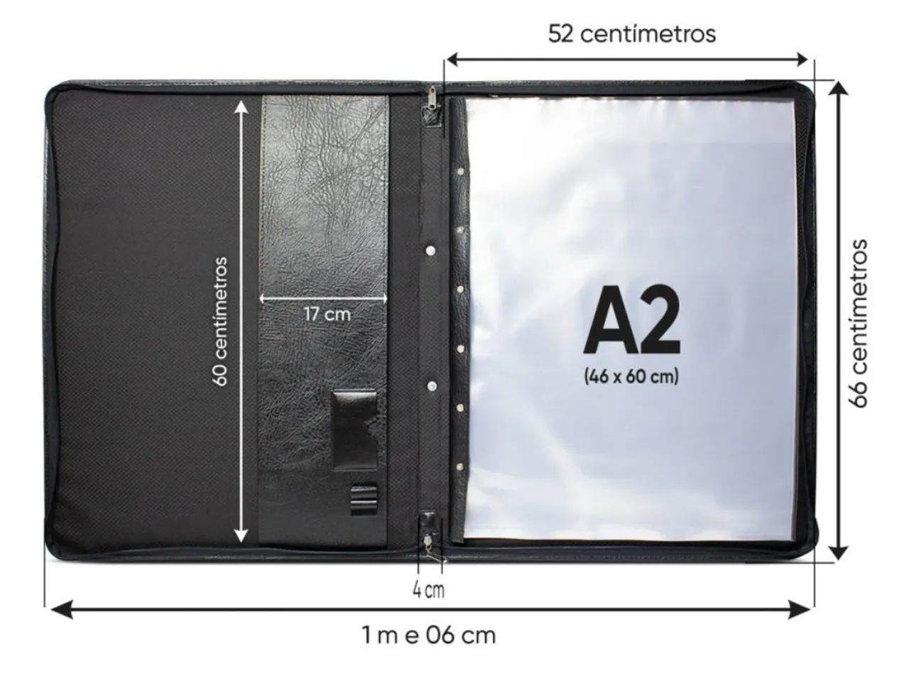 Pasta Arquivo Portfólio A2 Em Material Sintético - Foto 3