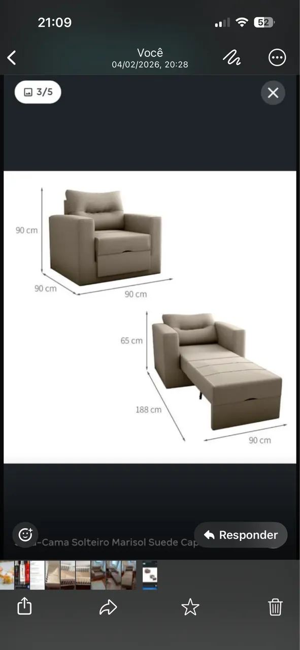 Sofá Cama Solteiro  - Foto 4