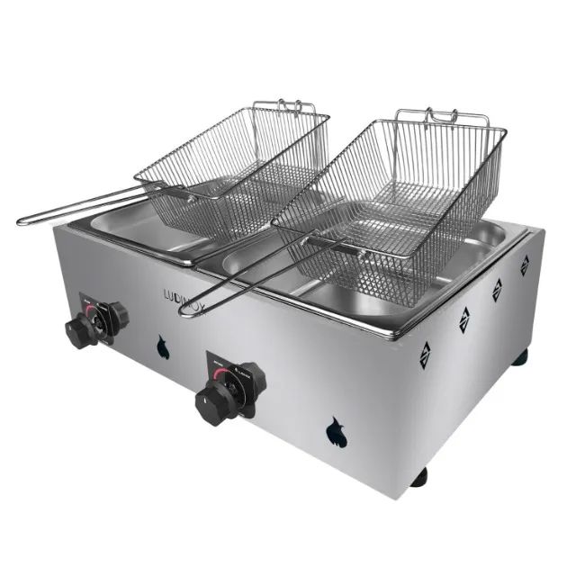 Fritadeira INOX, 2 cubas de 10 litros, NOVA, a gás e entrega GRÁTIS* - Foto 2