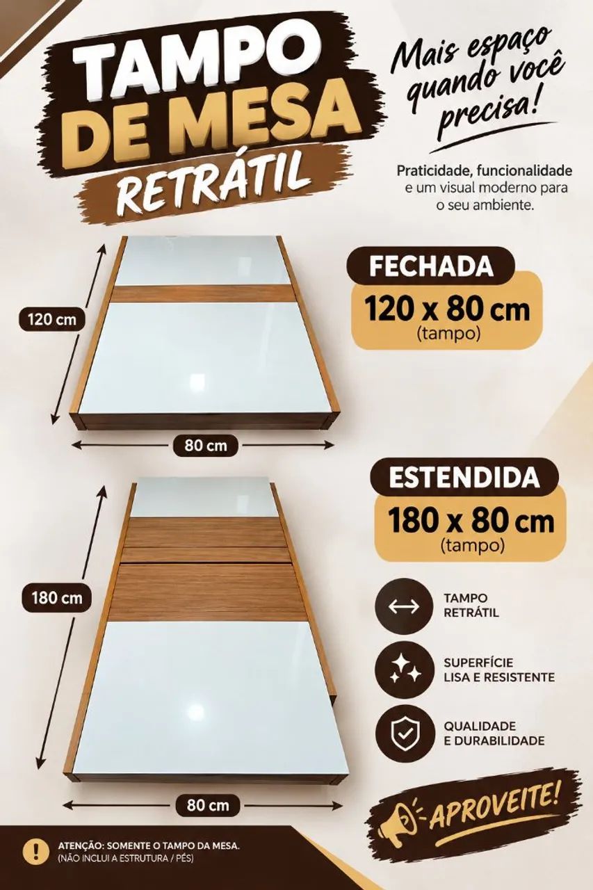 TAMPO DE MESA RETRÁTIL 