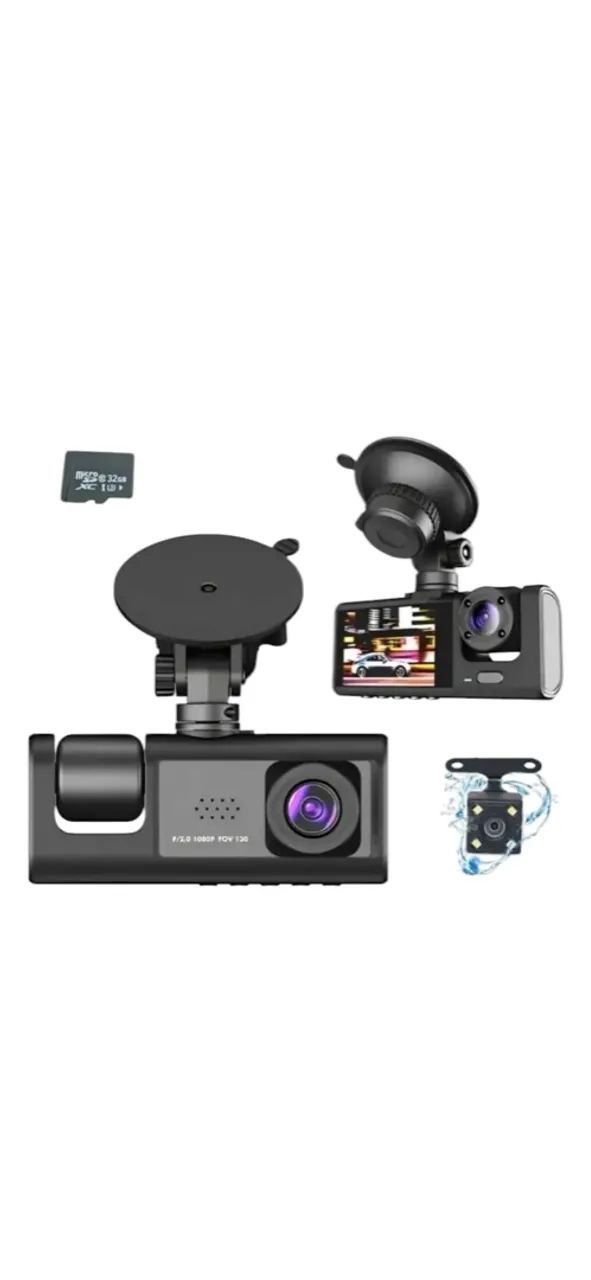 CÂMERA VEICULAR HD 3 CANAIS COM SD 32G