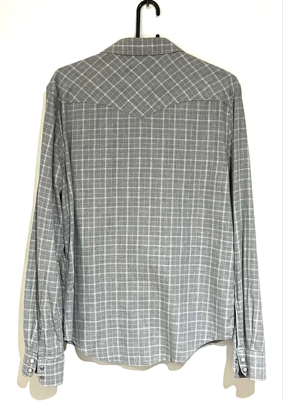 Camisa Levis xadrez masculina cinza M - Foto 4