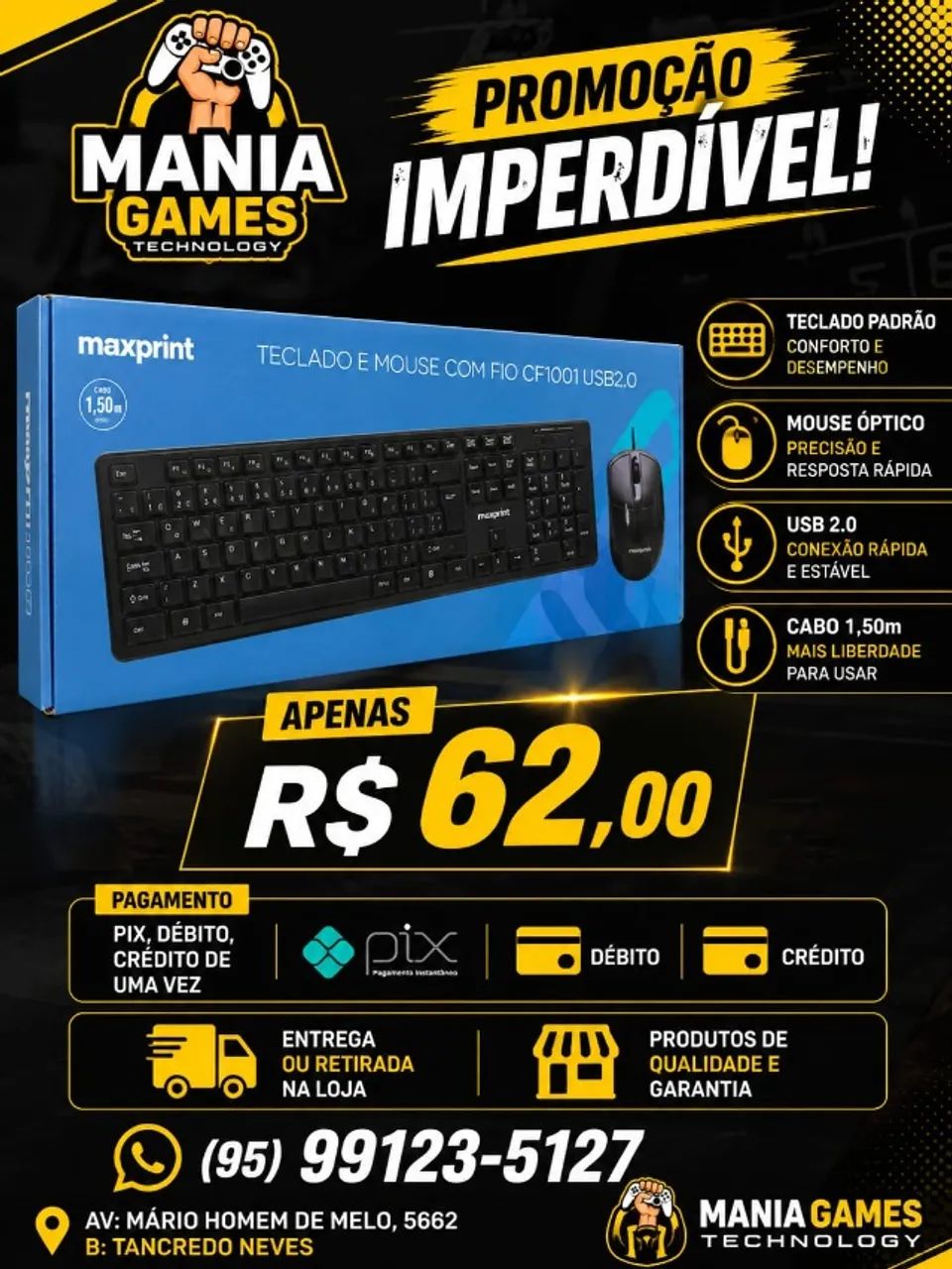 kit teclado com mouse