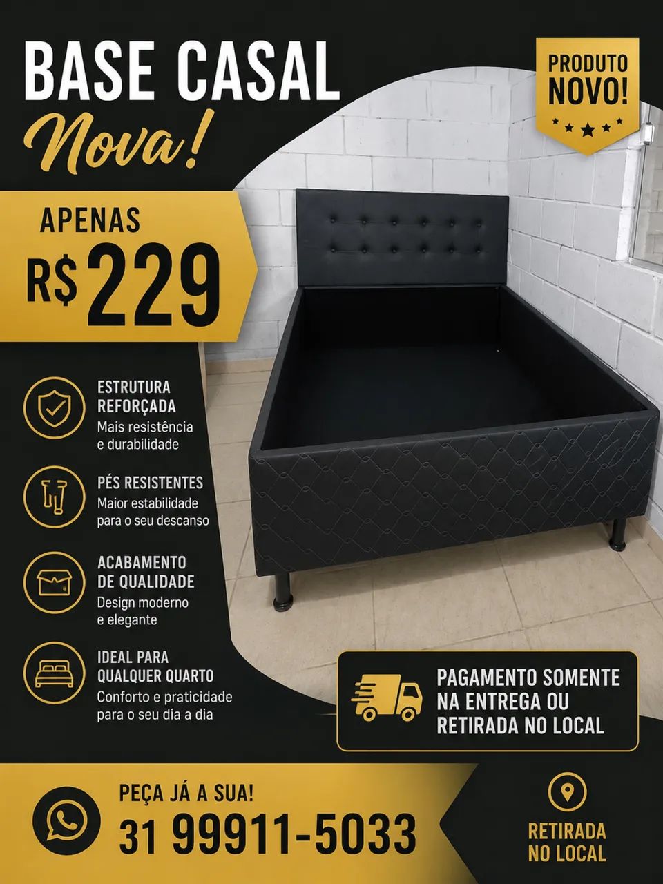 BASE CAMA DE CASAL NOVA DIRETO DA FÁBRICA 