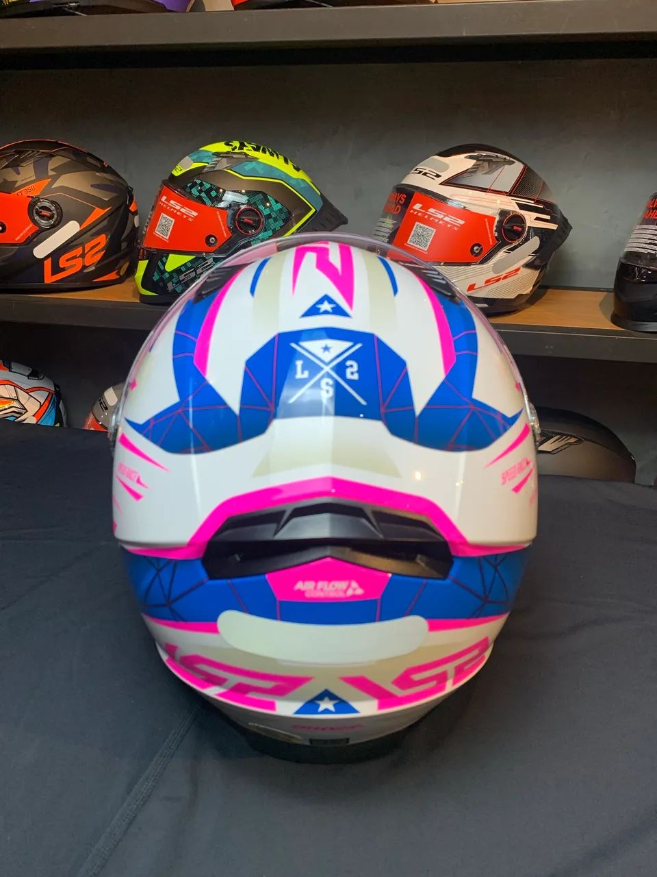 Capacete LS2 Draze Azul/Branco/Rosa - Foto 3