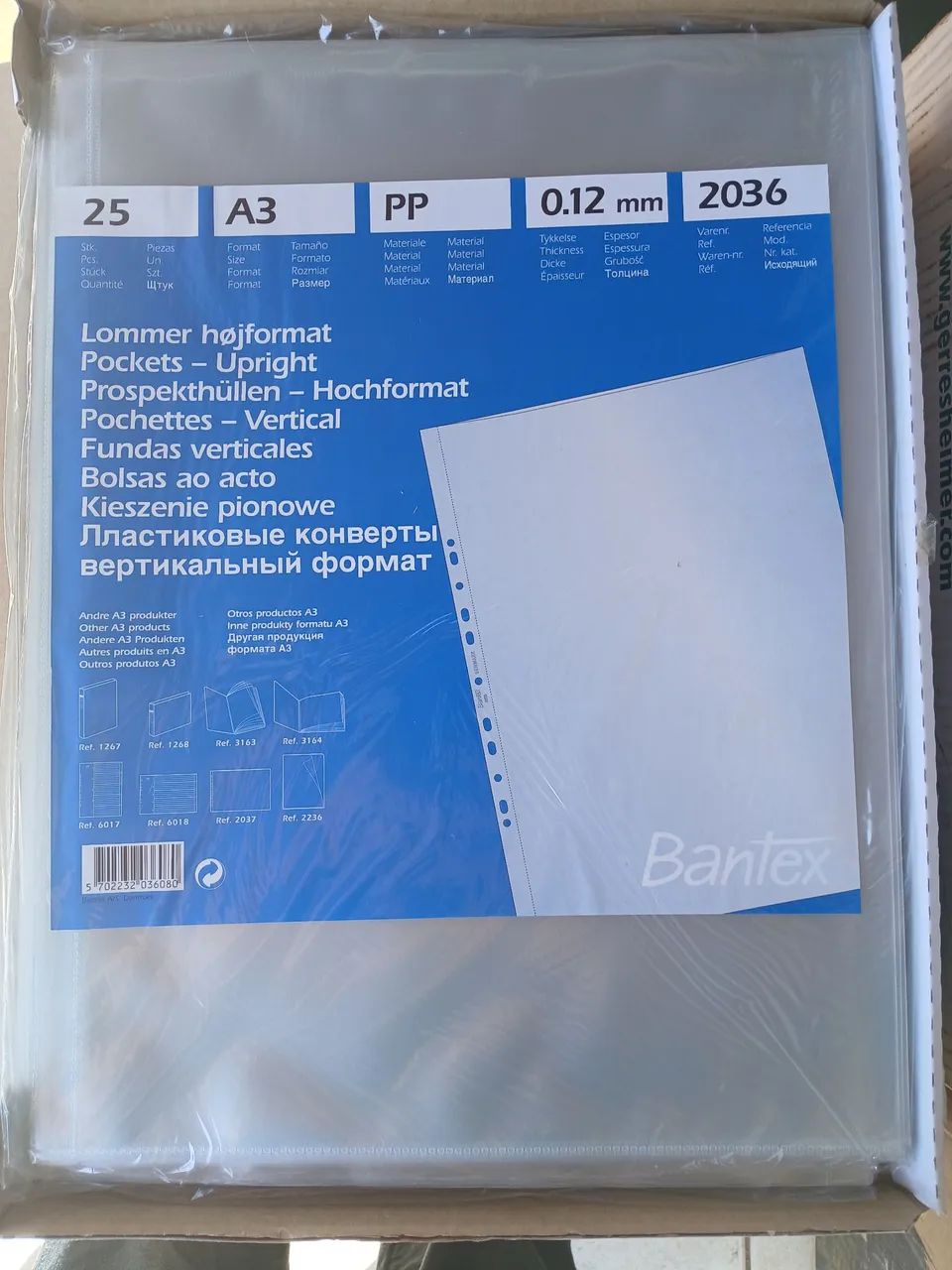 14 caixas com 25 Bantex envelopes plásticos A3