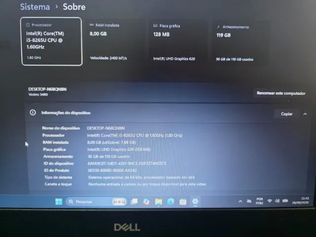 Notebook Dell Vostro Core i5 de 8° Geração  - Foto 4