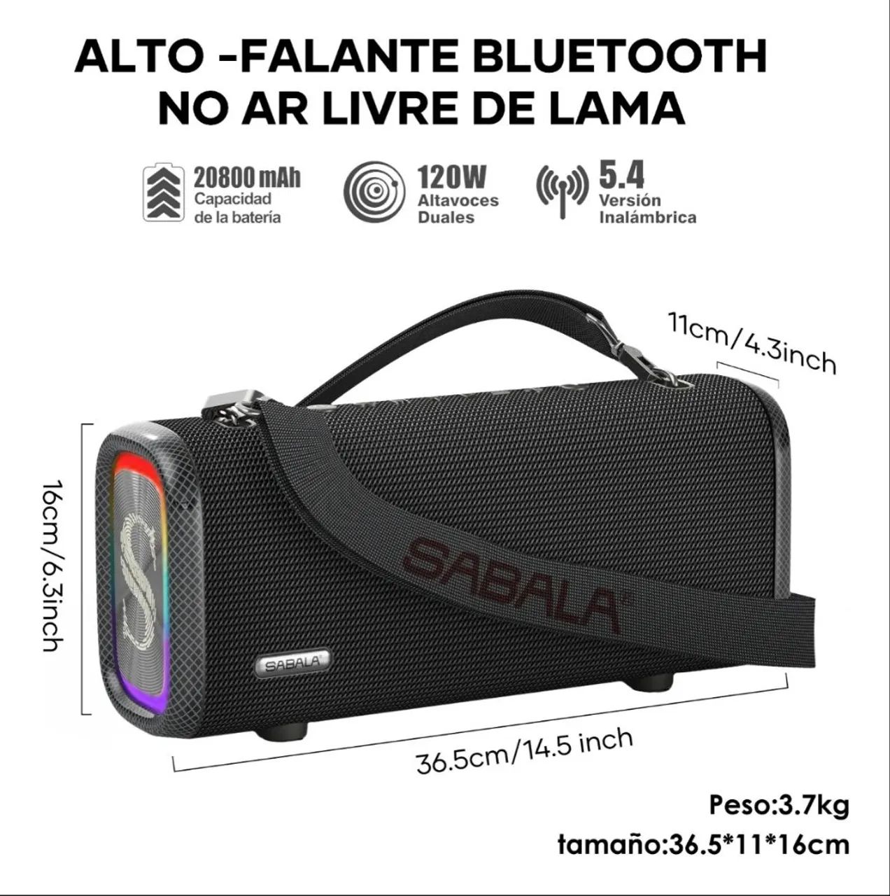 Caixa de Som Bluetooth Sabala DR-908  120W RMS - Som.  Obs.: não é a pro - Foto 2