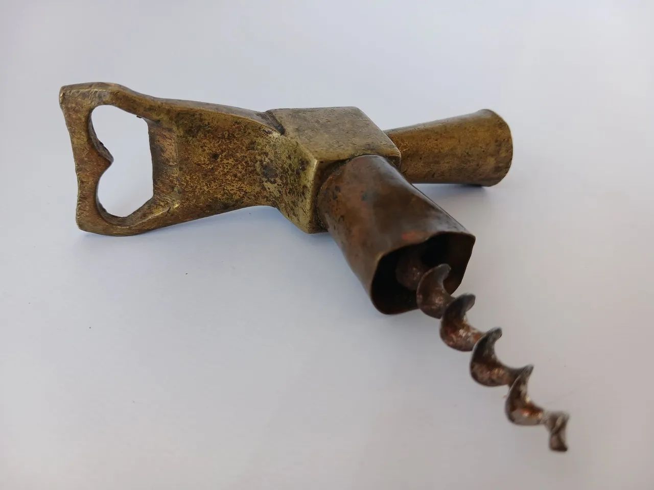 Saca-Rolhas Antigo em Latão Maciço 3 em 1 | Abridor Vintage para Vinho e Garrafas - Foto 3