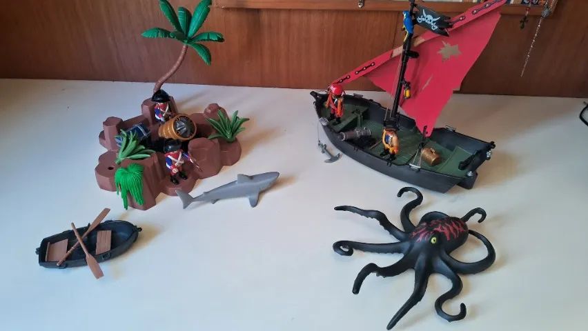 Playmobil Ilha soldados ingleses + Barco Pirata