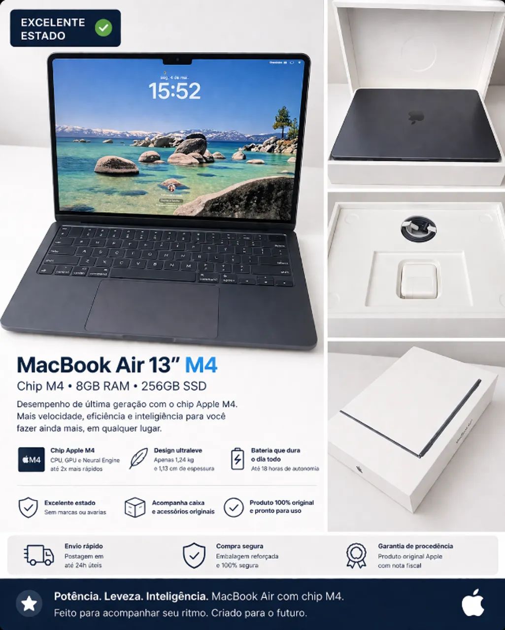 MacBook Air 13? M4 16GB RAM 256GB SSD - Excelente Estado + Caixa e