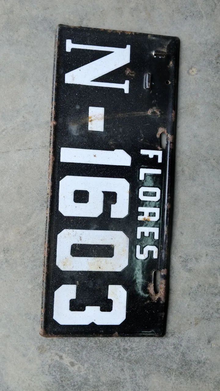 Placa antiga carro esmaltada 